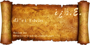 Őri Edvin névjegykártya